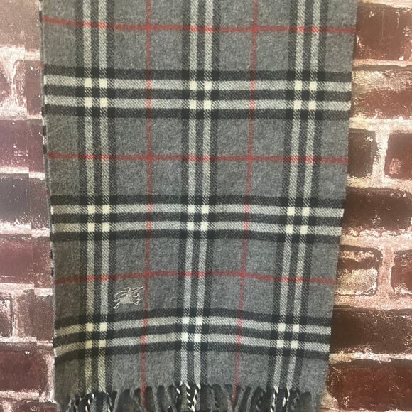 Burberry Classic Giant Check Cashmere Scarf - Grey/Charcoal & Red - Picture 3 of 6